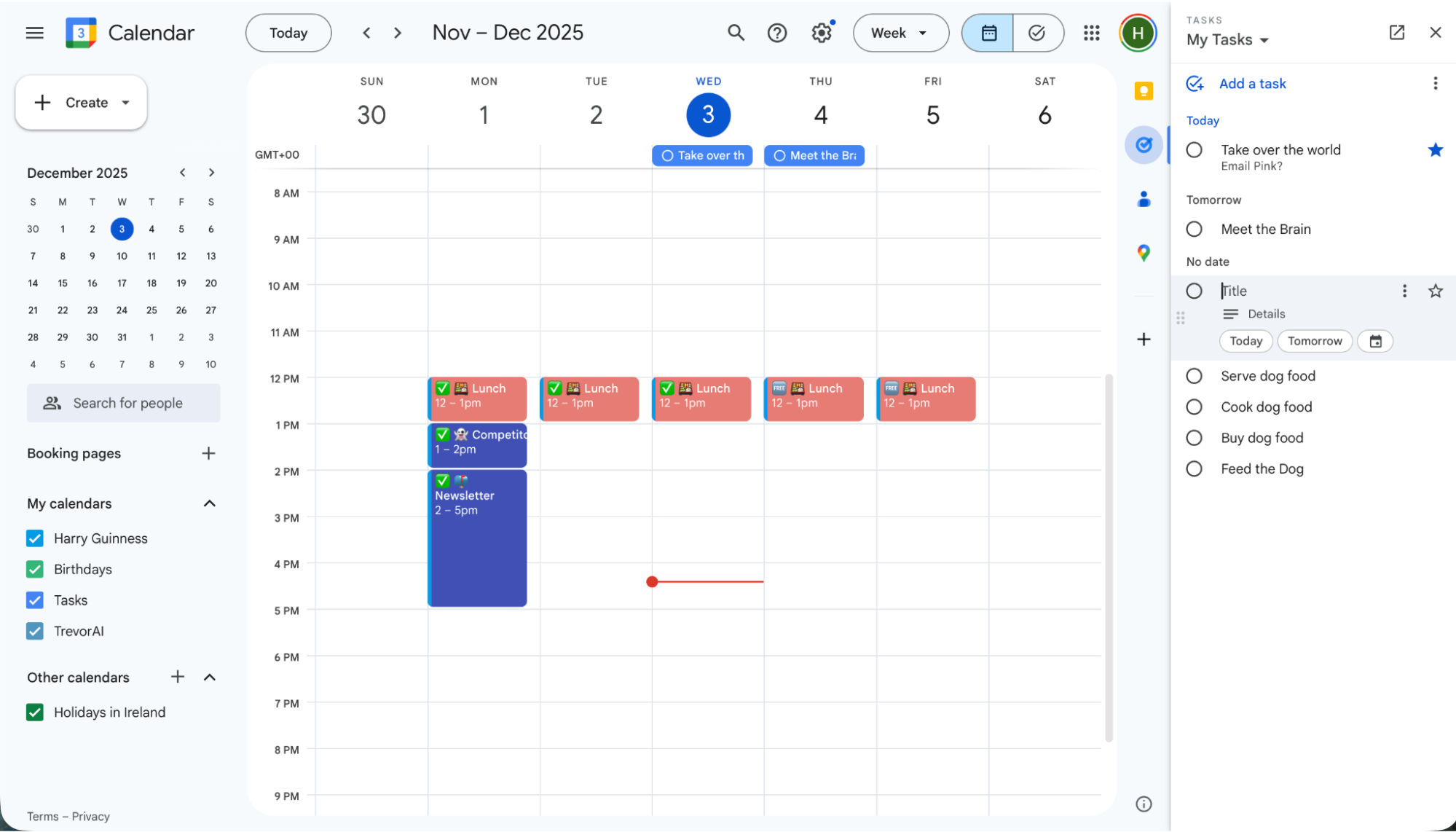 Google Tasks interface