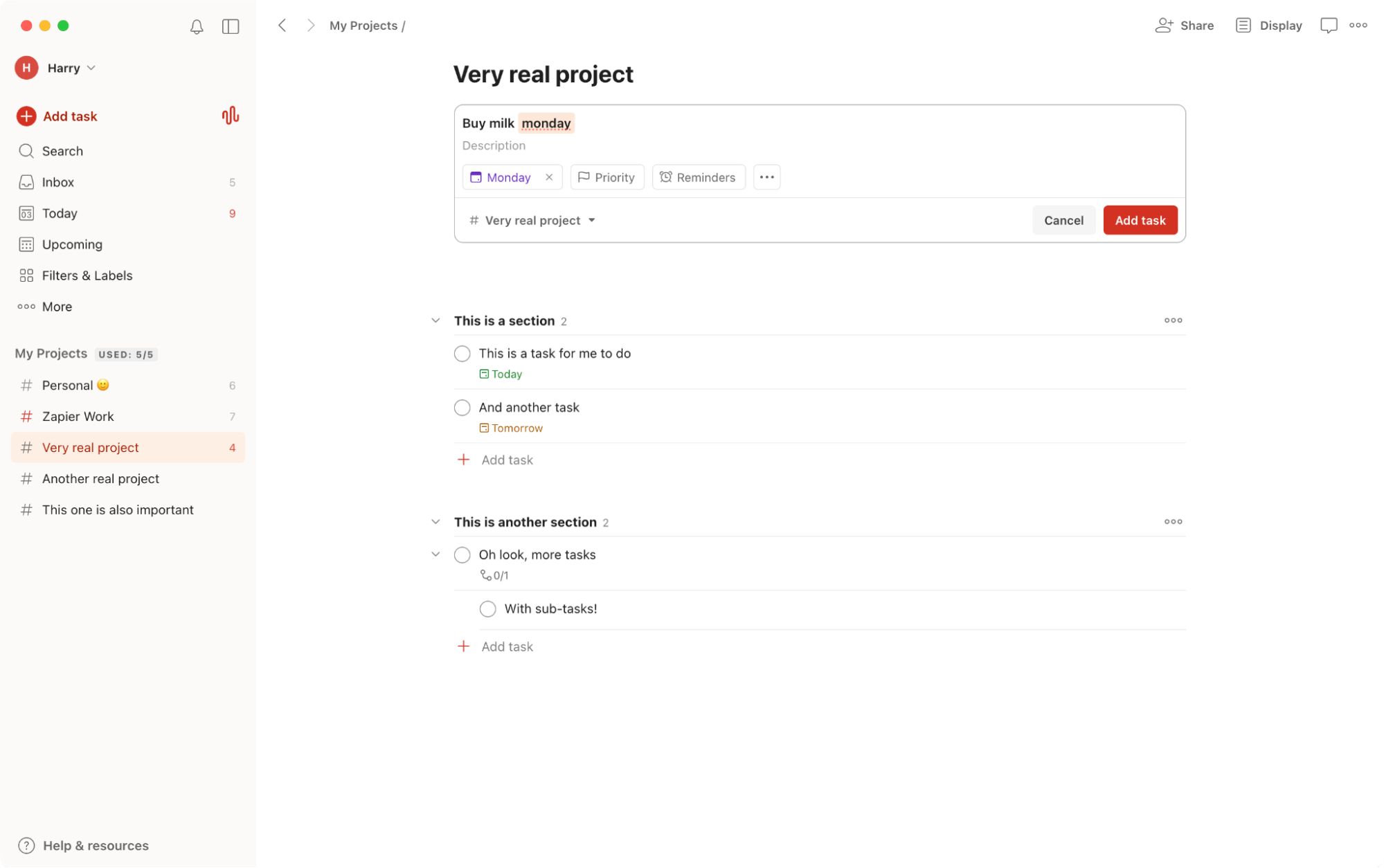 Todoist interface